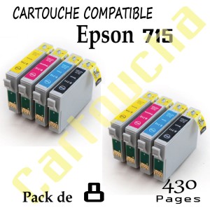 PACK 8 CARTOUCHES ENCRE COMPATIBLE POUR EPSON T0715