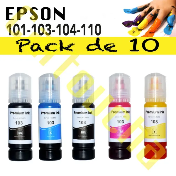 LOT 10 BOUTEILLE ENCRE COMPATIBLE EPSON 103