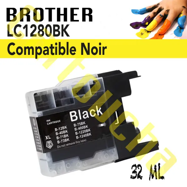 [1001280BK] Cartouche Compatible Noir Brother LC1280BK