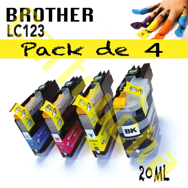 [100123P4] LOT 4 CARTOUCHES COMPATIBLE BROTHER LC123