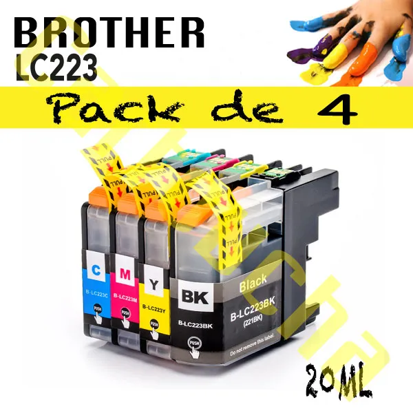 [100223P4] LOT 4 CARTOUCHES COMPATIBLE BROTHER LC223