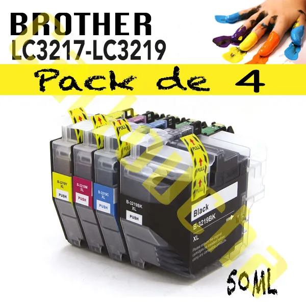 [1003219P4] LOT 4 CARTOUCHES COMPATIBLE BROTHER LC3217-LC3219