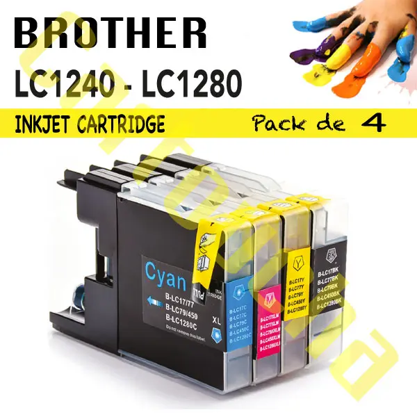 LOT 4 CARTOUCHES COMPATIBLE BROTHER LC1280