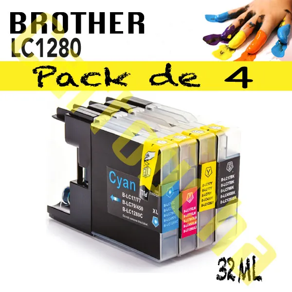 [1001280P4] LOT 4 CARTOUCHES COMPATIBLE BROTHER LC1280