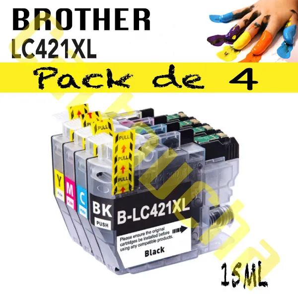 LOT 4 CARTOUCHES COMPATIBLE BROTHER LC421XL