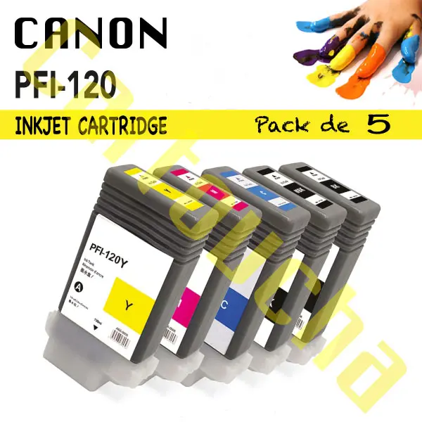 [101120P5] LOT 5 CARTROUCHES COMPATIBLE CANON PFI120