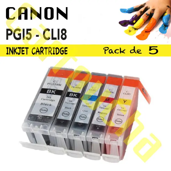 PACK 5 CARTOUCHES COMPATIBLE CANON PGI5-CLI8