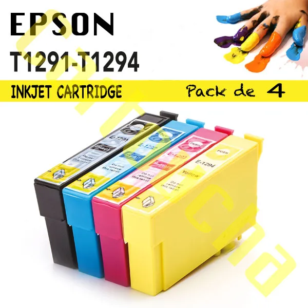 [1021295P4] LOT 4 CARTOUCHES COMPATIBLE EPSON 1295