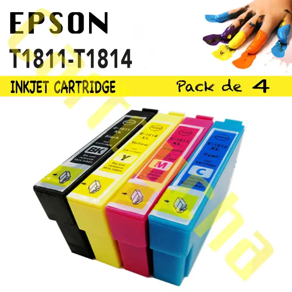 PACK 4 CARTOUCHES COMPATIBLE EPSON 18XL