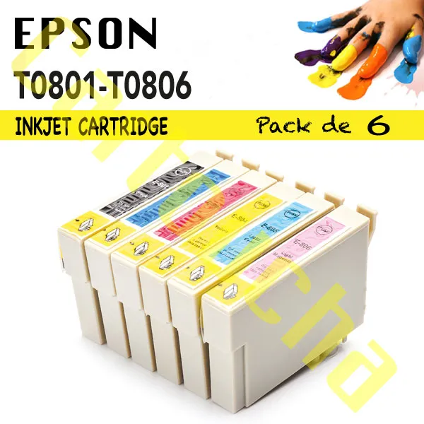 [102807P6] LOT 6 CARTOUCHES COMPATIBLE EPSON T0807