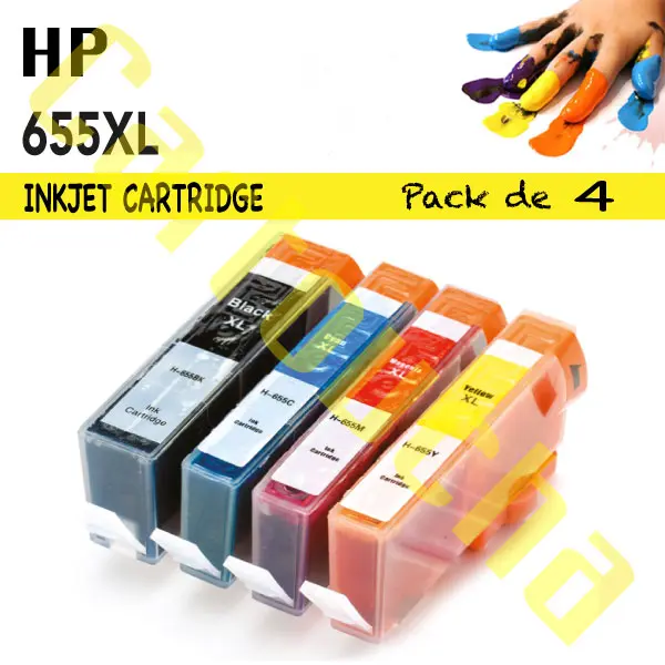  PACK 4 CARTOUCHES COMPATIBLE HP 655XL