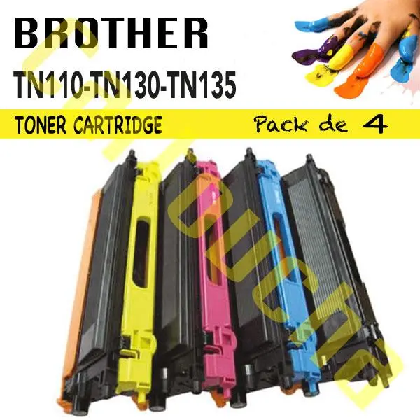  PACK 4 TONER COMPATIBLE BROTHER TN130-TN135