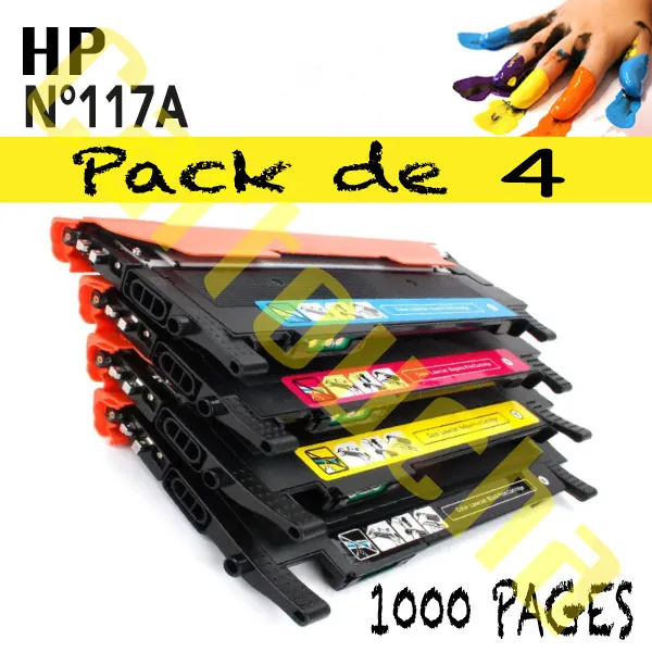 LOT 4 TONER COMPATIBLE HP N°117A