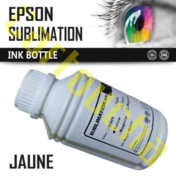 Bouteille Encre SUBLIMATION Jaune de 500ML Universel   