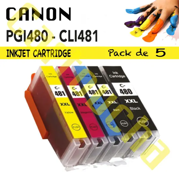 LOT 5 CARTOUCHES COMPATIBLE CANON 480-481