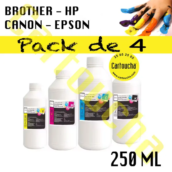 LOT 4 BOUTEILLE ENCRE COMPATIBLE EPSON 250ML