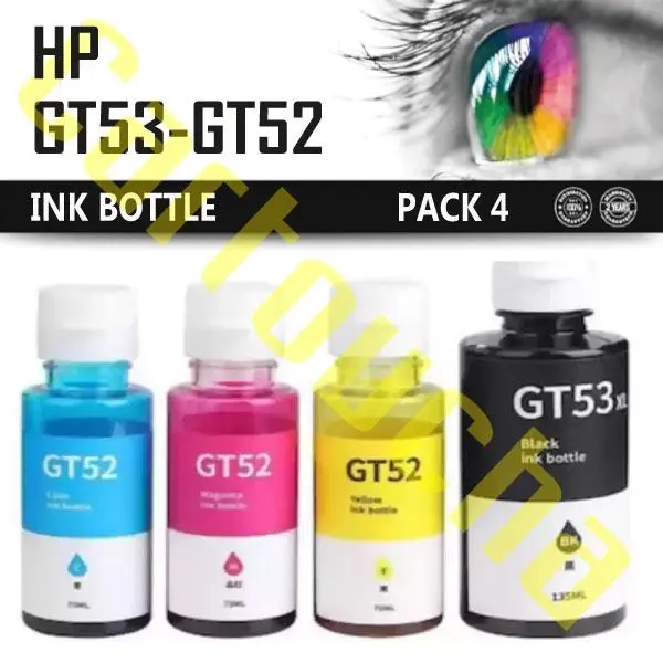 [503GT53P4] LOT 4 BOUTEILLE ENCRE COMPATIBLE HP GT53-GT52