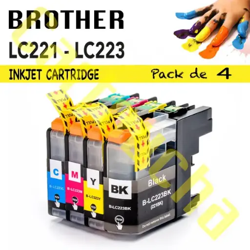 [100223] LOT 4 CARTOUCHES COMPATIBLE BROTHER LC223