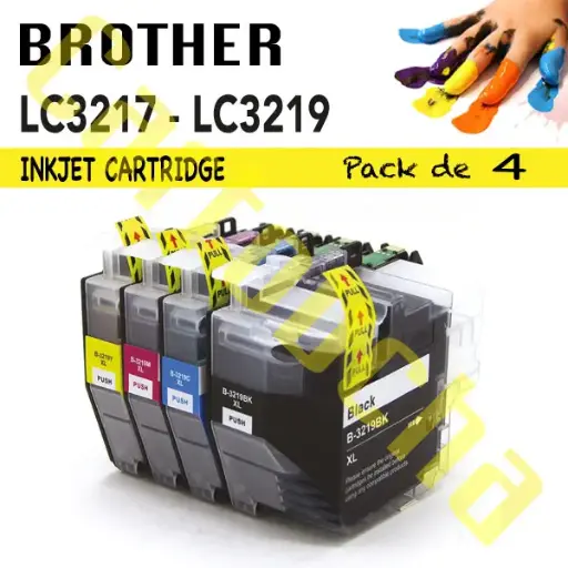 [1003219] LOT 4 CARTOUCHES COMPATIBLE BROTHER LC3217-LC3219