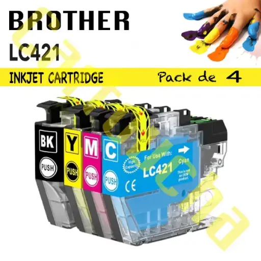 [100421] LOT 4 CARTOUCHES COMPATIBLE BROTHER LC421