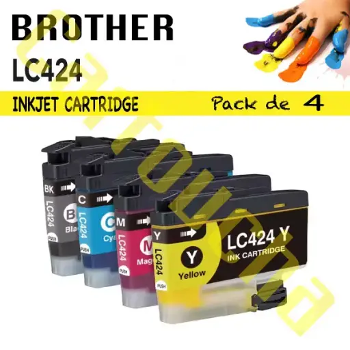 [100424] LOT 4 CARTOUCHES COMPATIBLE BROTHER LC424