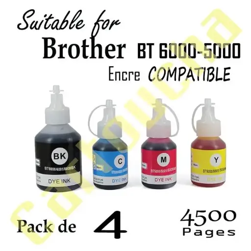 [500T6000B] Bouteille Encre Noir Pigmenté 100ml pour Brother T300-T700 BT6000